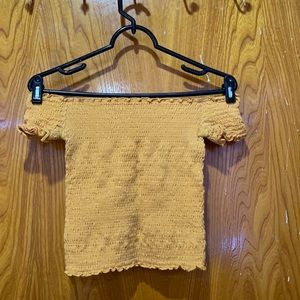 Yellow off the shoulder shirt